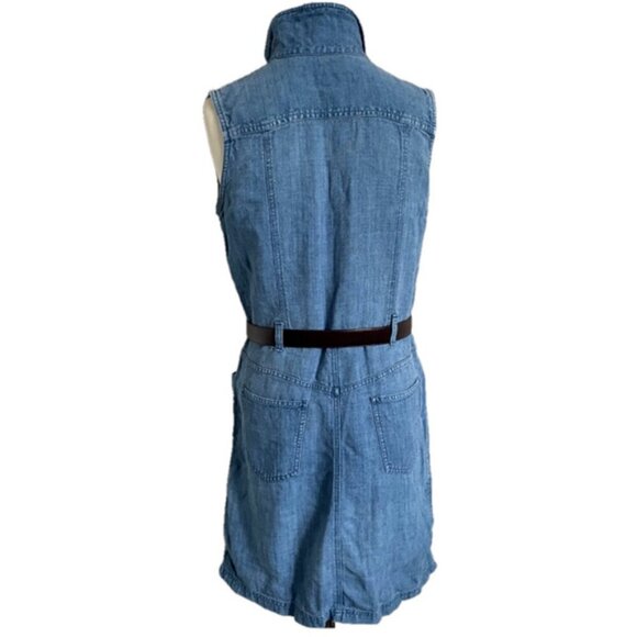 Vintage Jones New York 100% Linen Sleeveless Shirt Dress - 10, looks like denim! - Picture 7 of 9